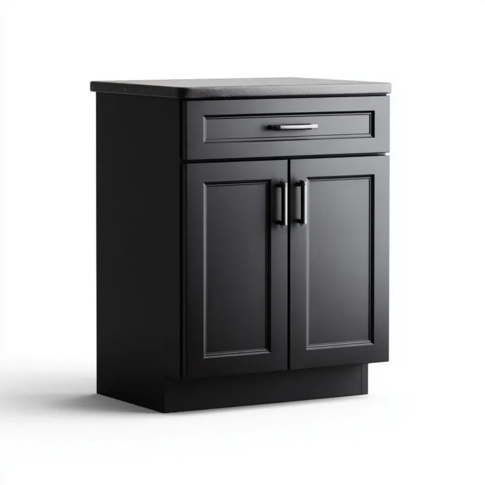 キッチンキャビネット 木製 85x35x90 cm - ブラック