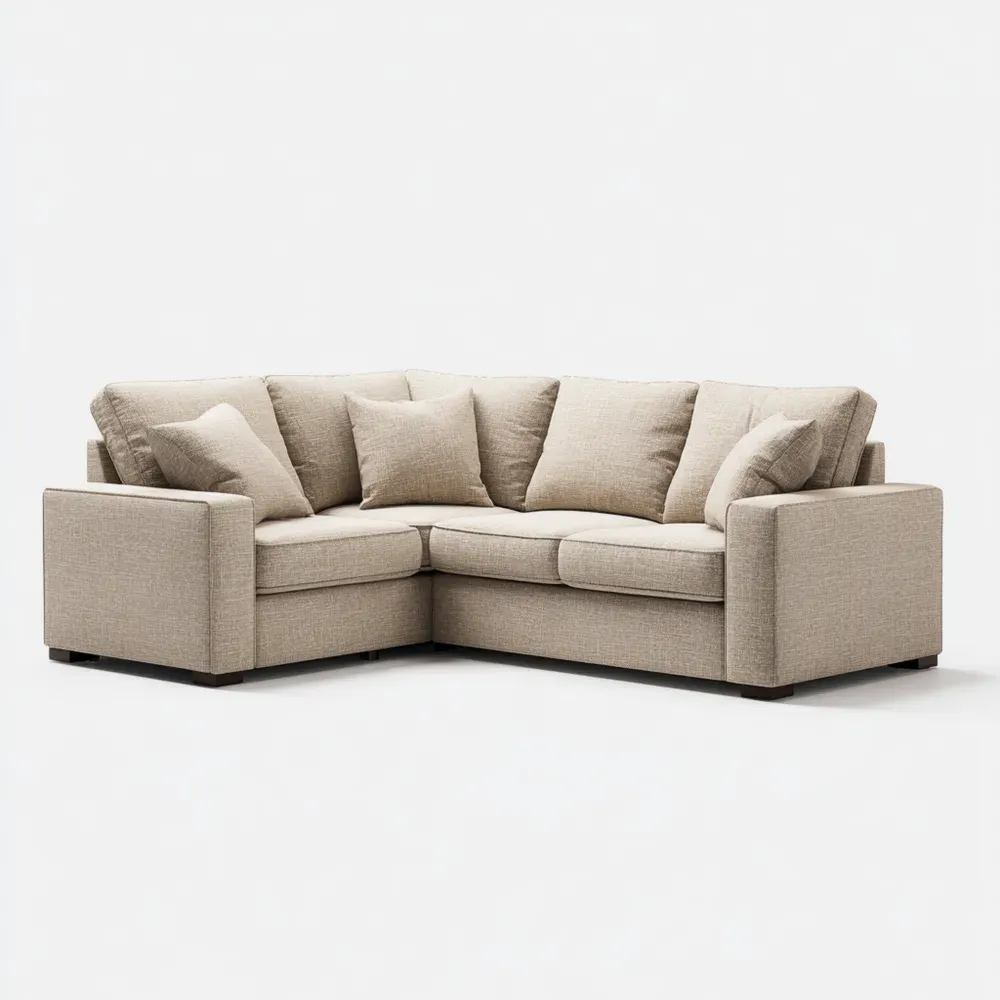 コーナーソファ リネン生地 230x150x85 cm – ベージュ – コンテンポラリーデザイン