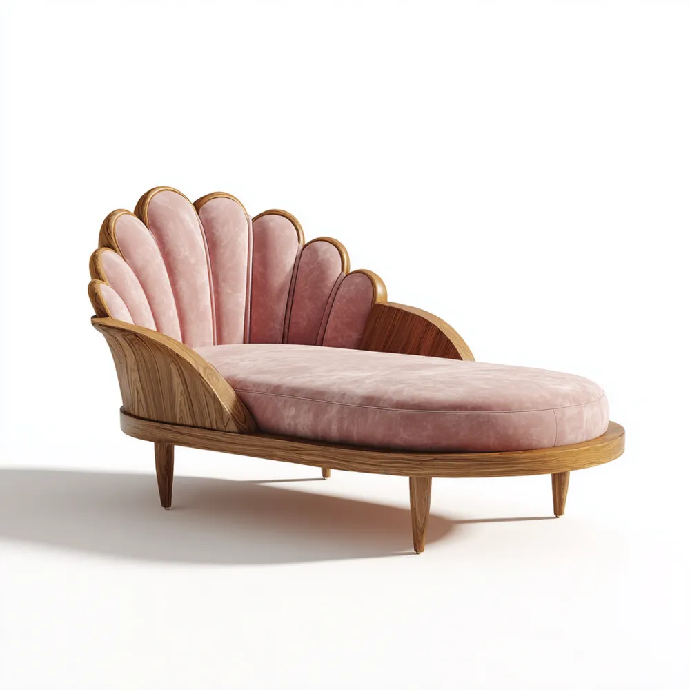 リクライニングチェア 木製フレーム ピンク色 150x80x85cm – アールデコデザイン