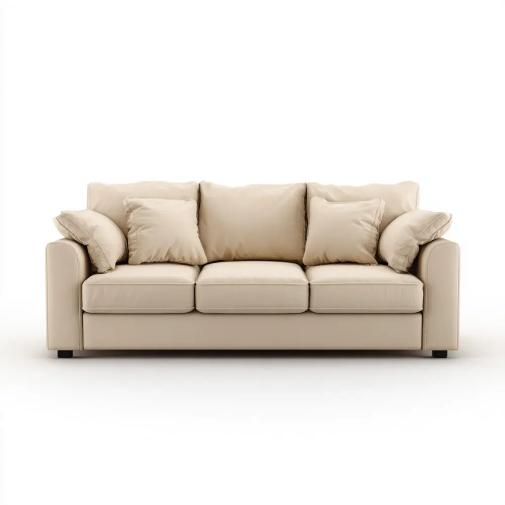 3人掛けソファ レザー 200x90x85 cm – ベージュ – エレガントデザイン