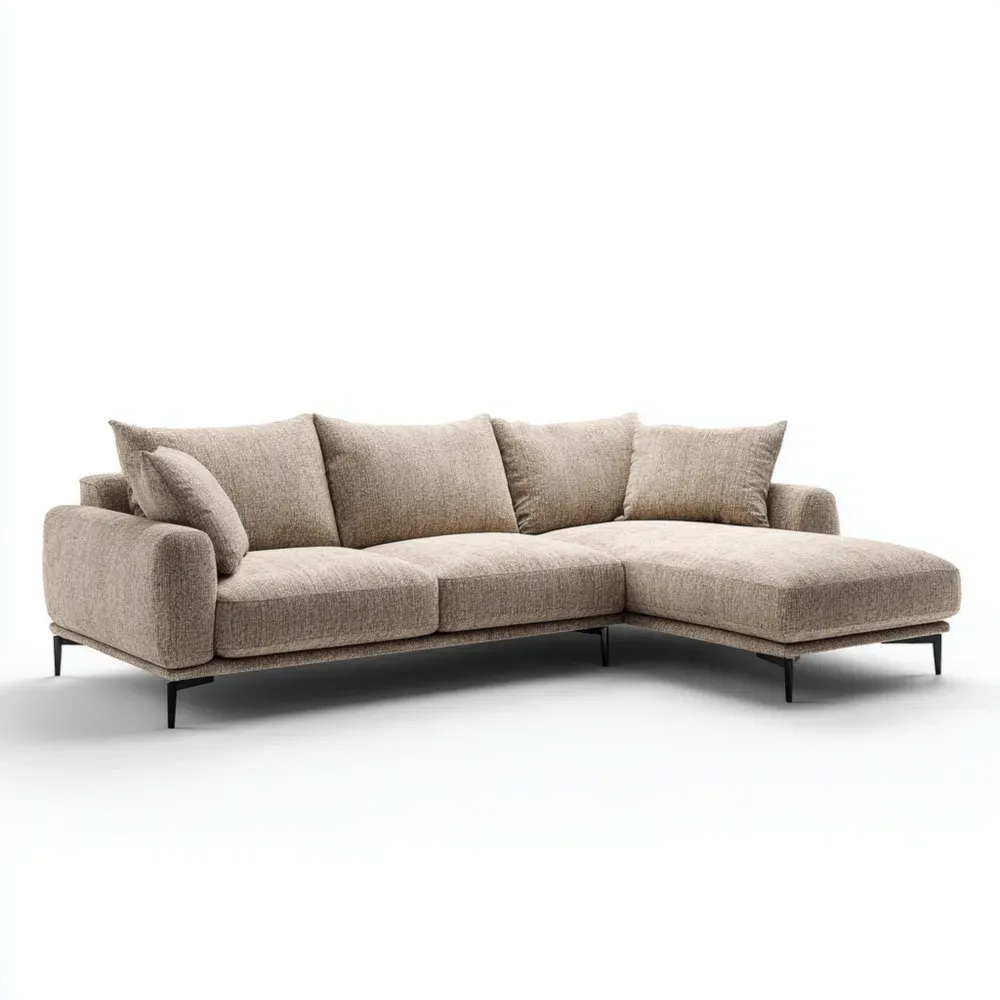 コーナーソファ ファブリック 250x150x85 cm – ベージュ – モダンデザイン