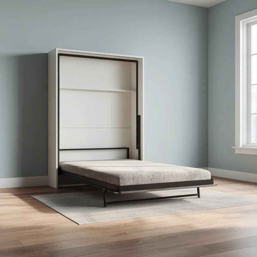 壁面ベッド 木製 90x200x100 cm – ホワイト – スペース節約デザイン