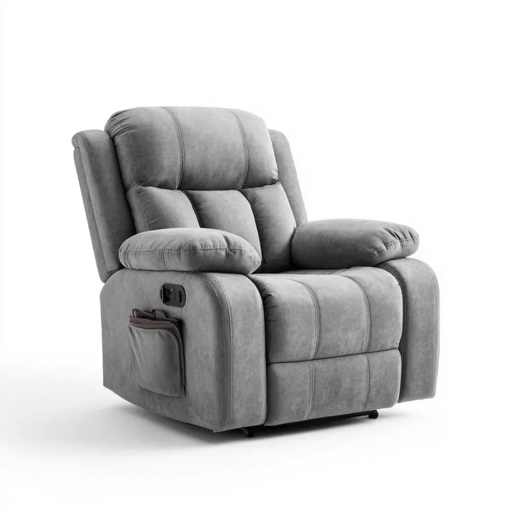 リクライニングチェア ファブリック 85x90x105 cm - グレー