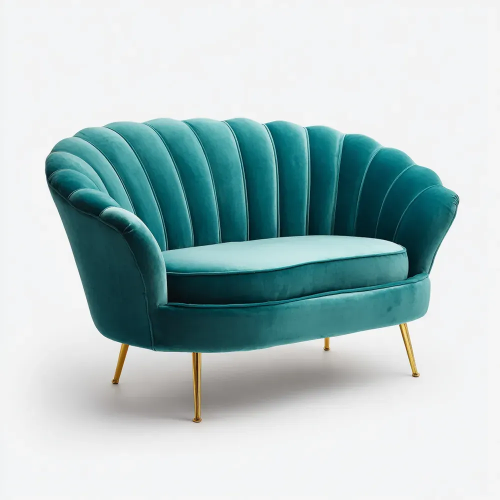 ラブシートソファ 150x85x80cm - ターコイズブルー - レトロデザイン