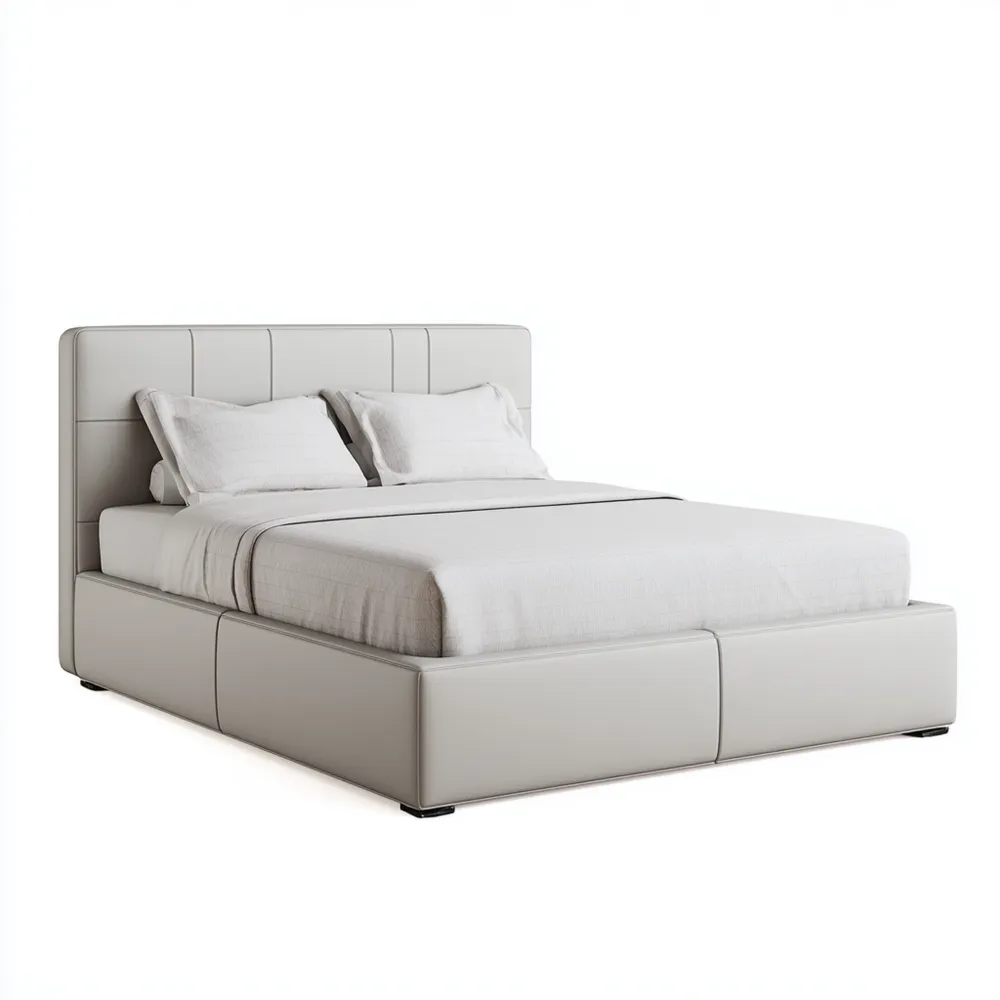 ダブルベッド 合成レザー 140x200x35 cm – ホワイト – モダンスタイル