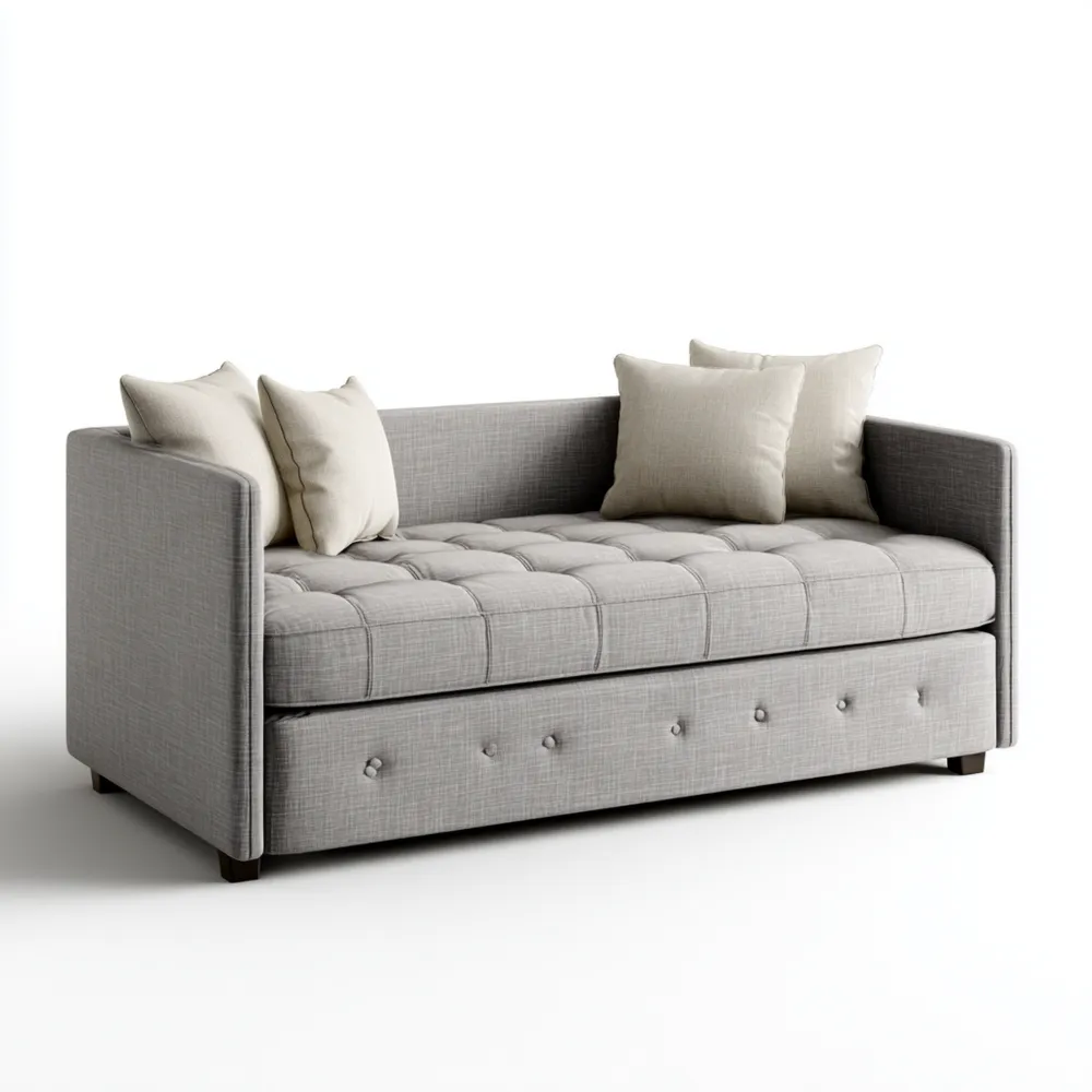 デイベッド 布製 200x90x80cm – グレー – コンテンポラリーデザイン