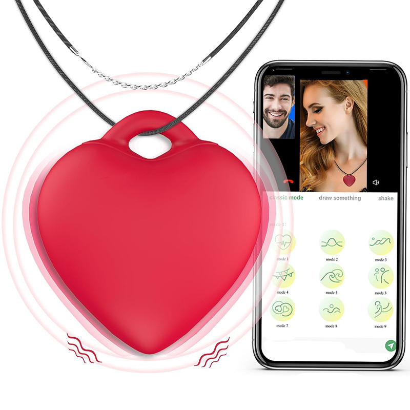 Women's Cute Heart Pendant Wearable APP Vibration Massage Device