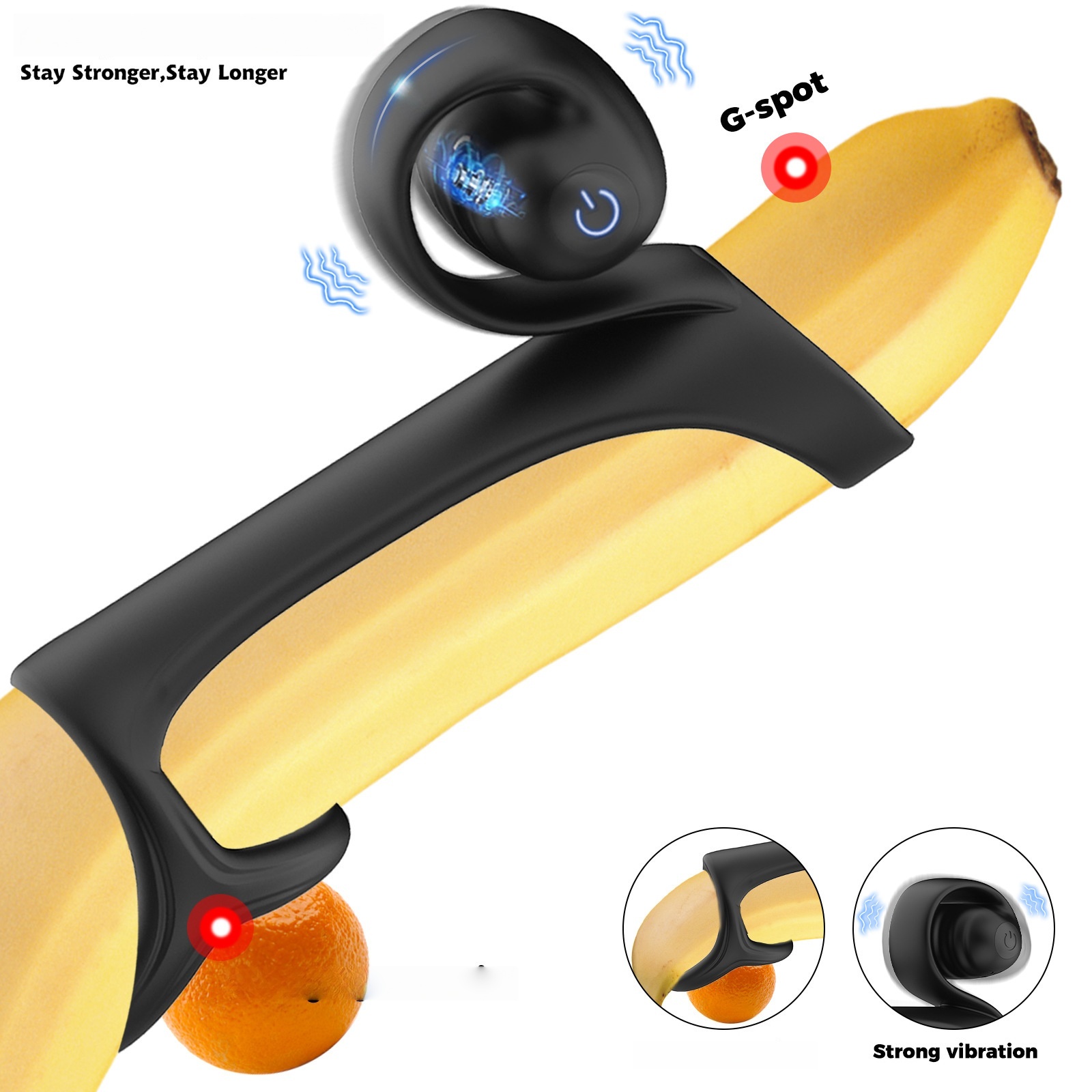 Men's 3-Ring Vibration Relaxation Device, Men Relaxation Device, Skin-Safe Silicone