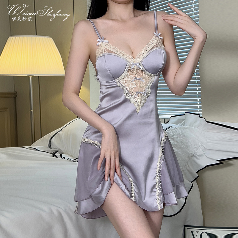 Elegant Mesh Sling Nightdress, Sweet Butterfly Decor Homewear, Soft Sheer Casual Loungewear for Women