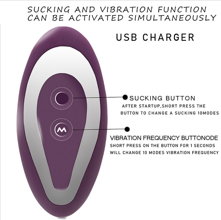 Women's 10-Mode Suction Vibration Massage Device - Skin-Safe Silicone