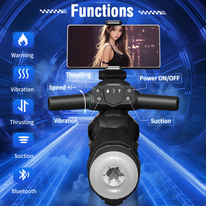 Men's Motorcycle-Shaped Quiet Relaxation Device | Vibration Suction, Heating & Telescopic