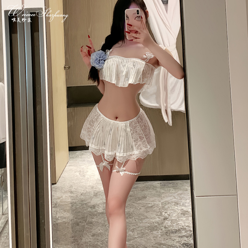 Floral Mesh 2 Pieces Loungewear Set, Lace Trim Sling Top & Shorts, Aesthetic Pure Style Homewear