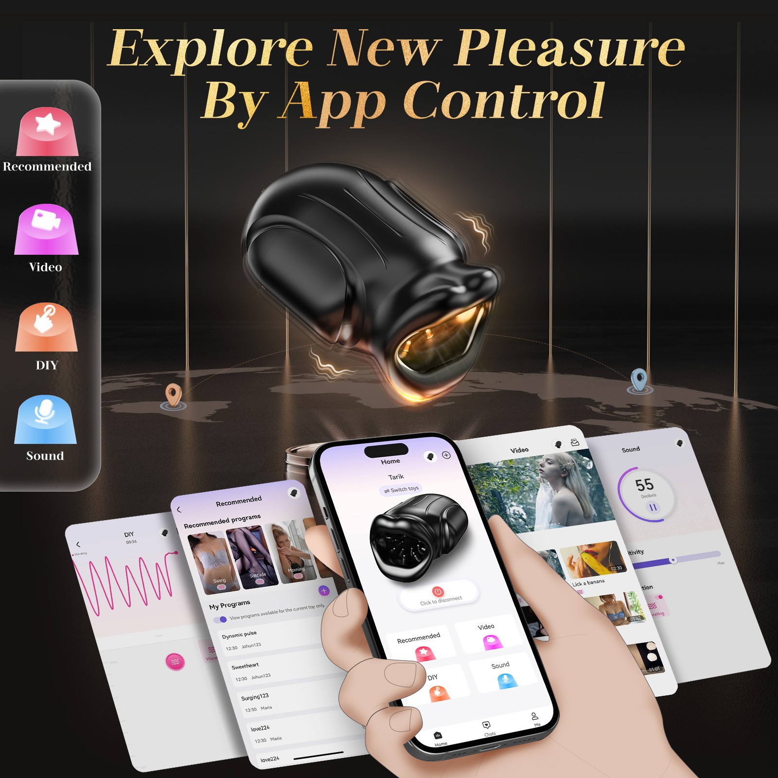 APP Controlled Intelligent Massage Device for Men - Suction & Clamping Personal Care Tool