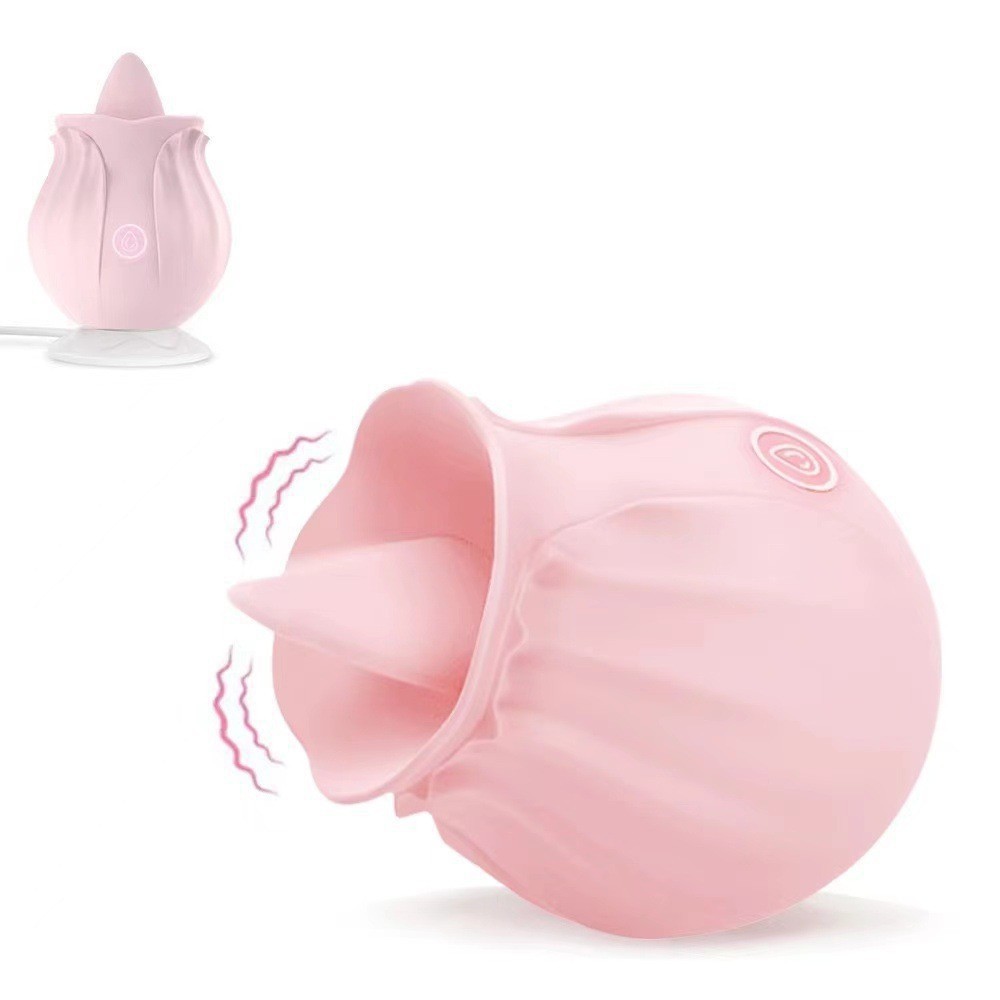 Women's Rose-Shaped Suction Vibration Massage Device - Skin-Safe Silicone