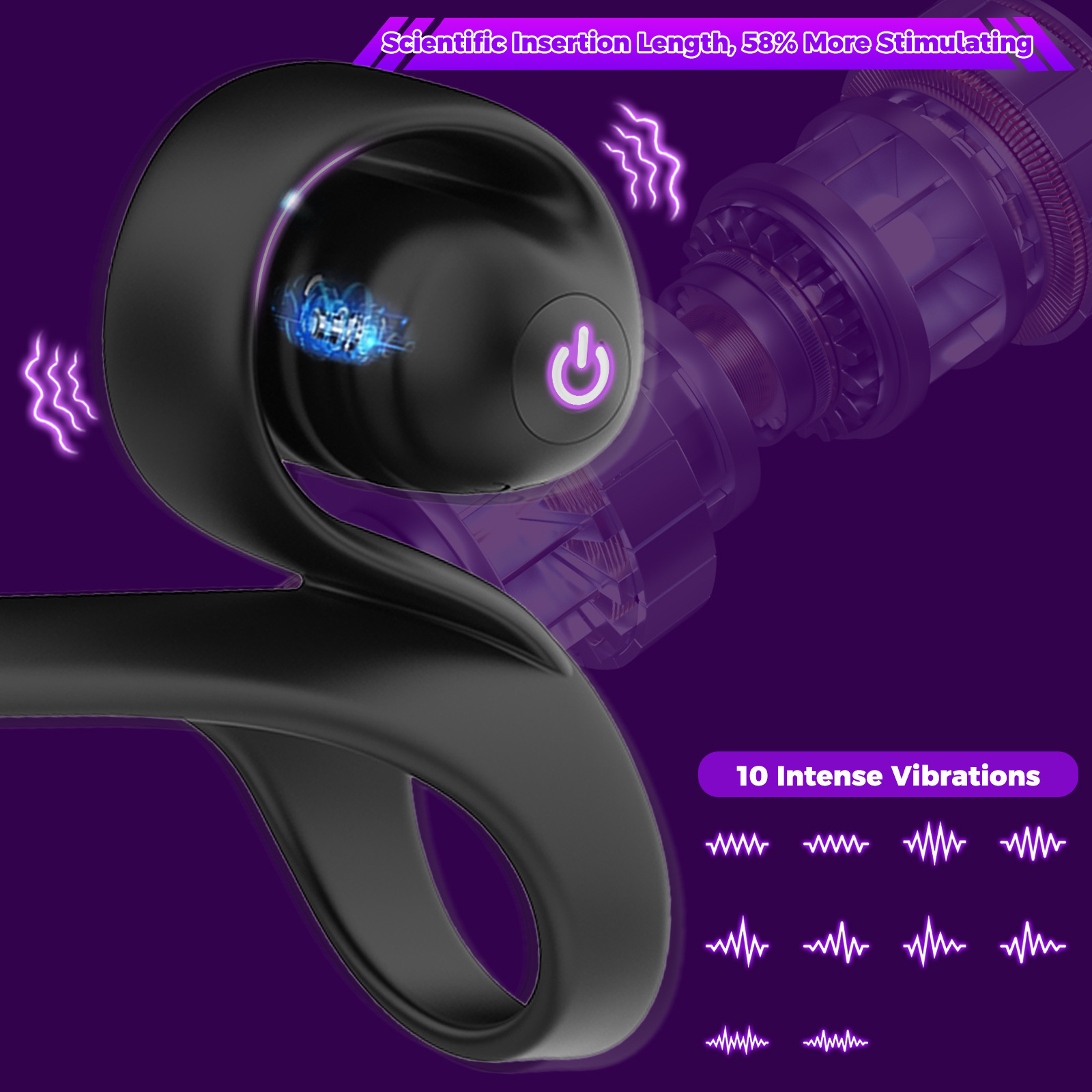 Men's 3-Ring Vibration Relaxation Device, Men Relaxation Device, Skin-Safe Silicone