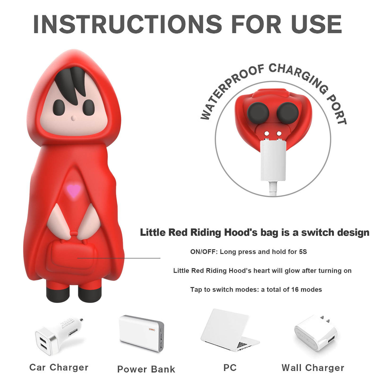 Women's Cute Little Red Riding Hood Multi-Speed Vibration Massage Device | Skin-Safe Silicone