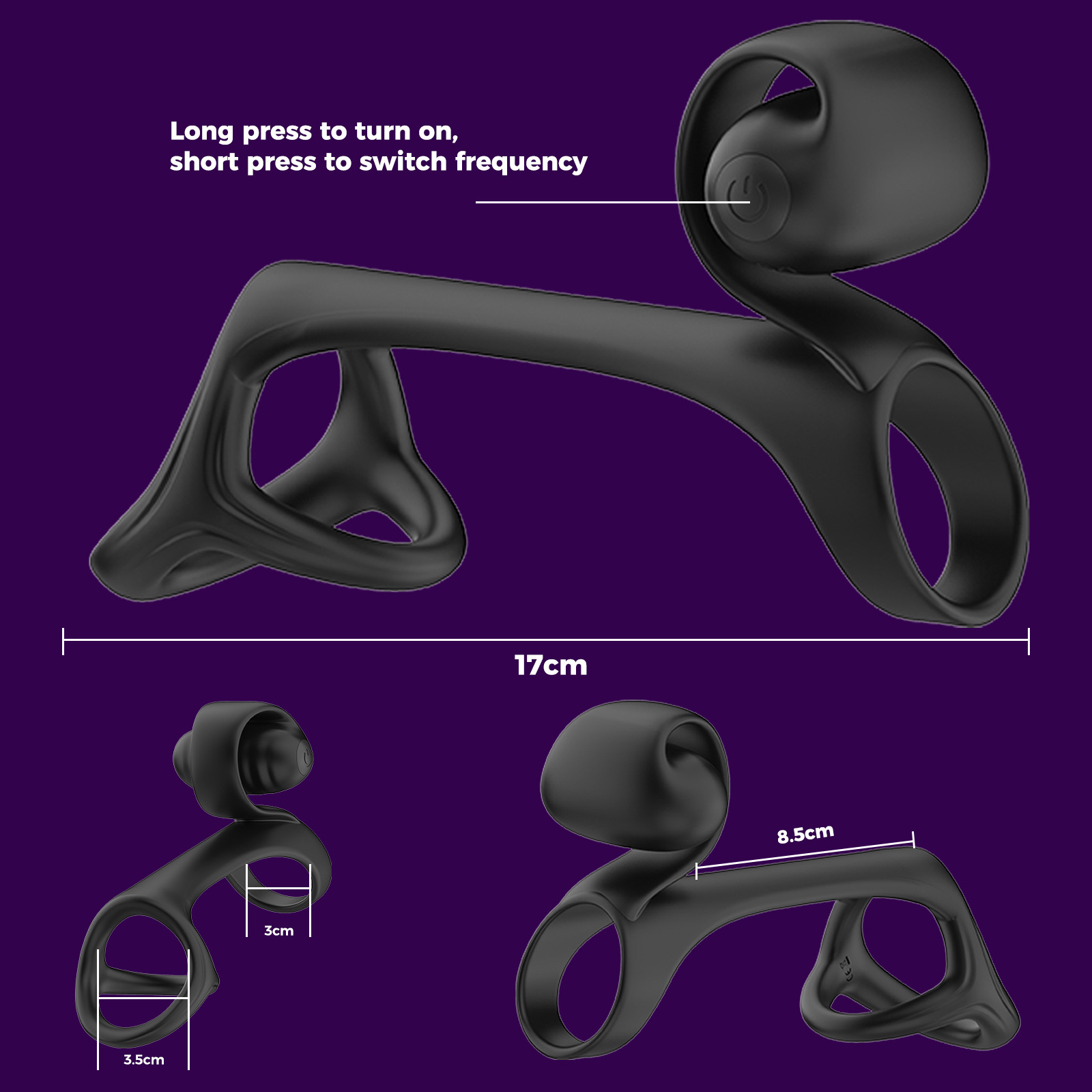 Men's 3-Ring Vibration Relaxation Device, Men Relaxation Device, Skin-Safe Silicone