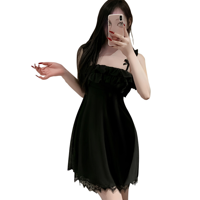 Summer Fairy Style Sling Nightdress, Sweet Princess Ice Silk Homewear, Fresh Aesthetic Ladies Loungewear