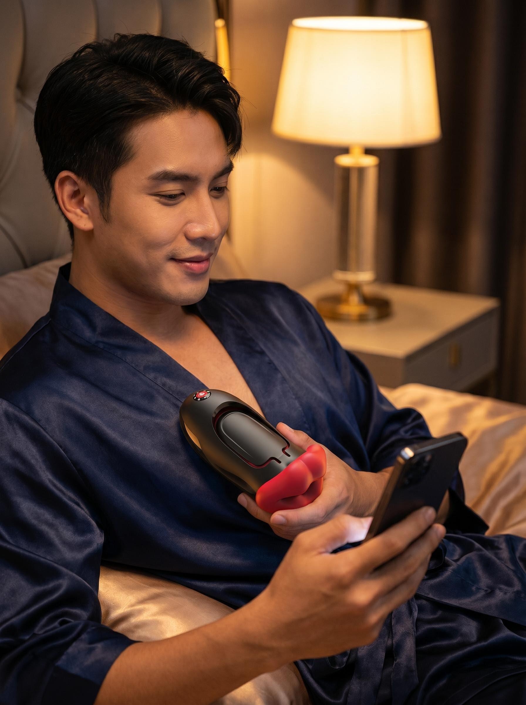APP Remote Control Lip Design Massage Device for Men | Suction & Vibration Personal Care Tool
