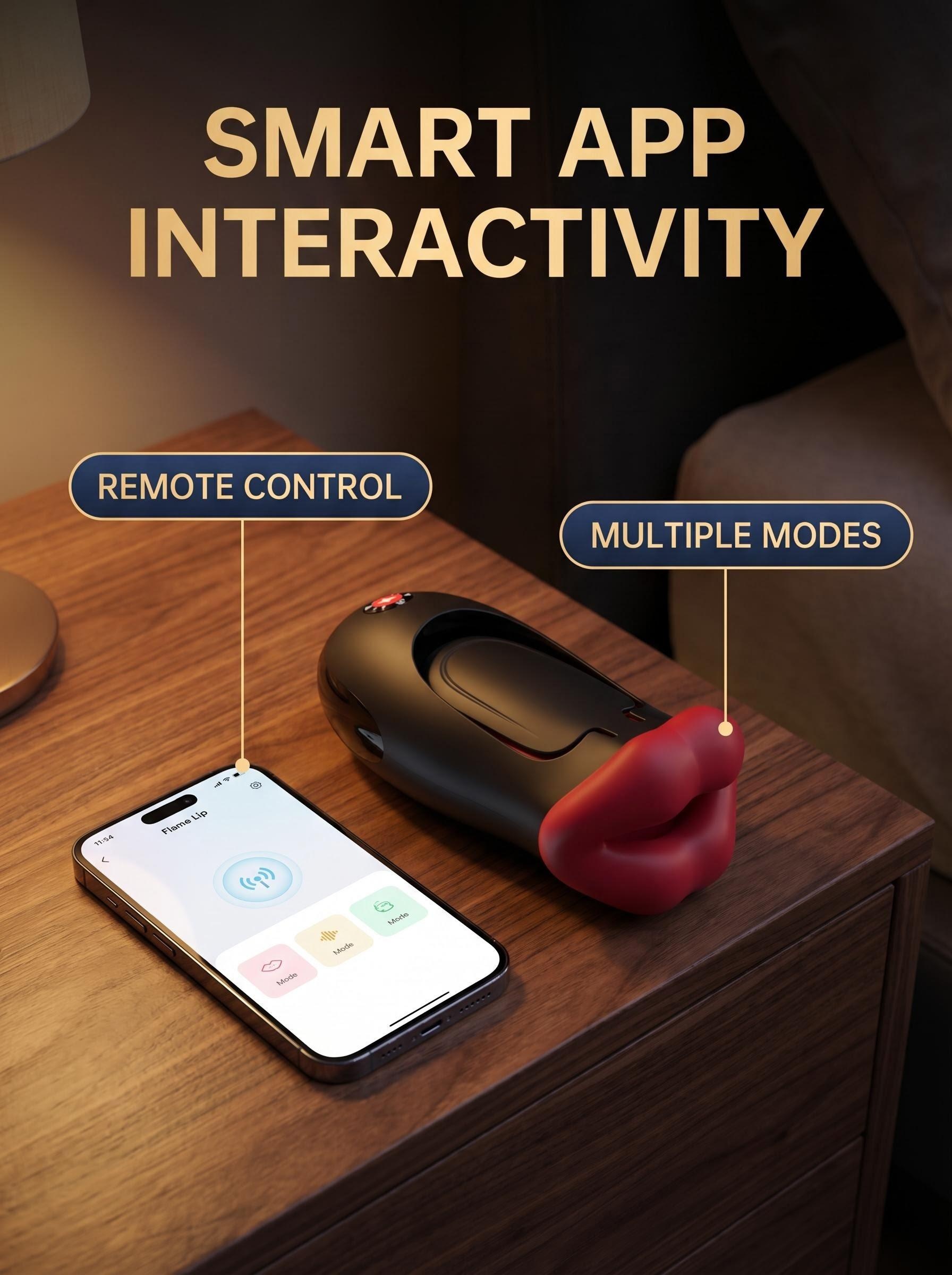 APP Remote Control Lip Design Massage Device for Men | Suction & Vibration Personal Care Tool