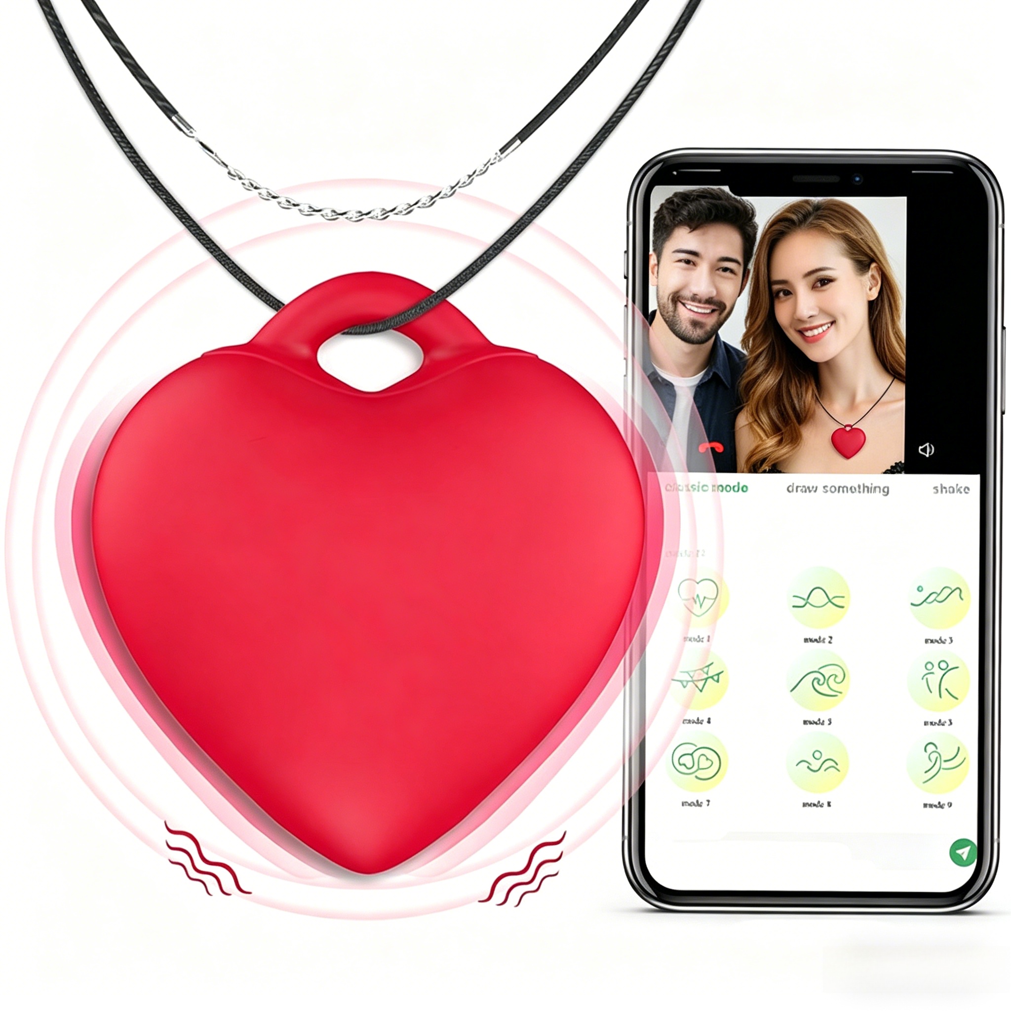 Women's Cute Heart Pendant Wearable APP Vibration Massage Device