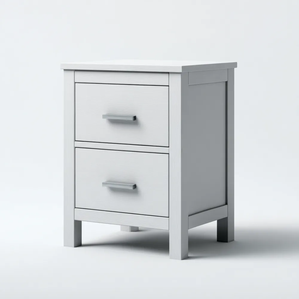 ナイトテーブル 2引き出し 木製 40x30x50 cm – ホワイト