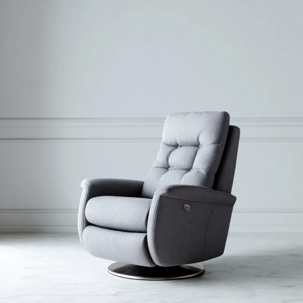 リクライニングチェア 布製 102x85x96 cm – グレー – 360度回転機能