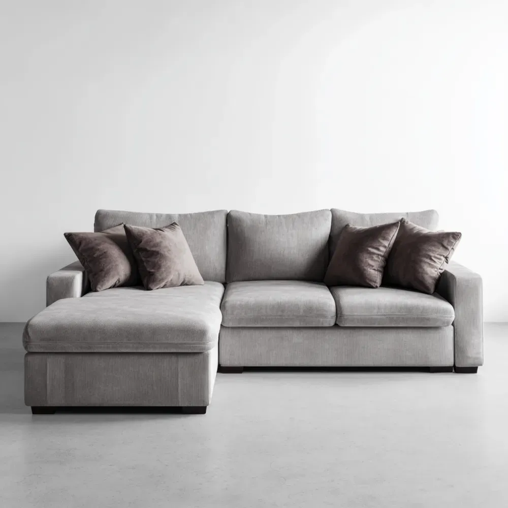 コーナーソファ ファブリック 250x150x85 cm – グレー – モダンスタイル