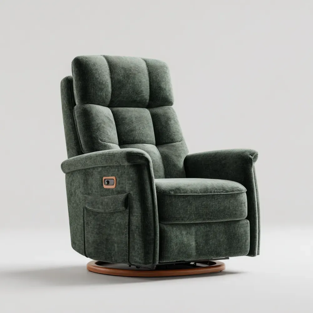 リクライニングチェア コーデュロイ 85x90x105 cm – ダークグリーン – 快適設計