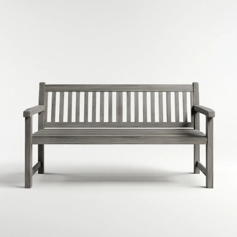 木製ガーデンベンチ 120x60x90 cm – グレー – クラシックデザイン