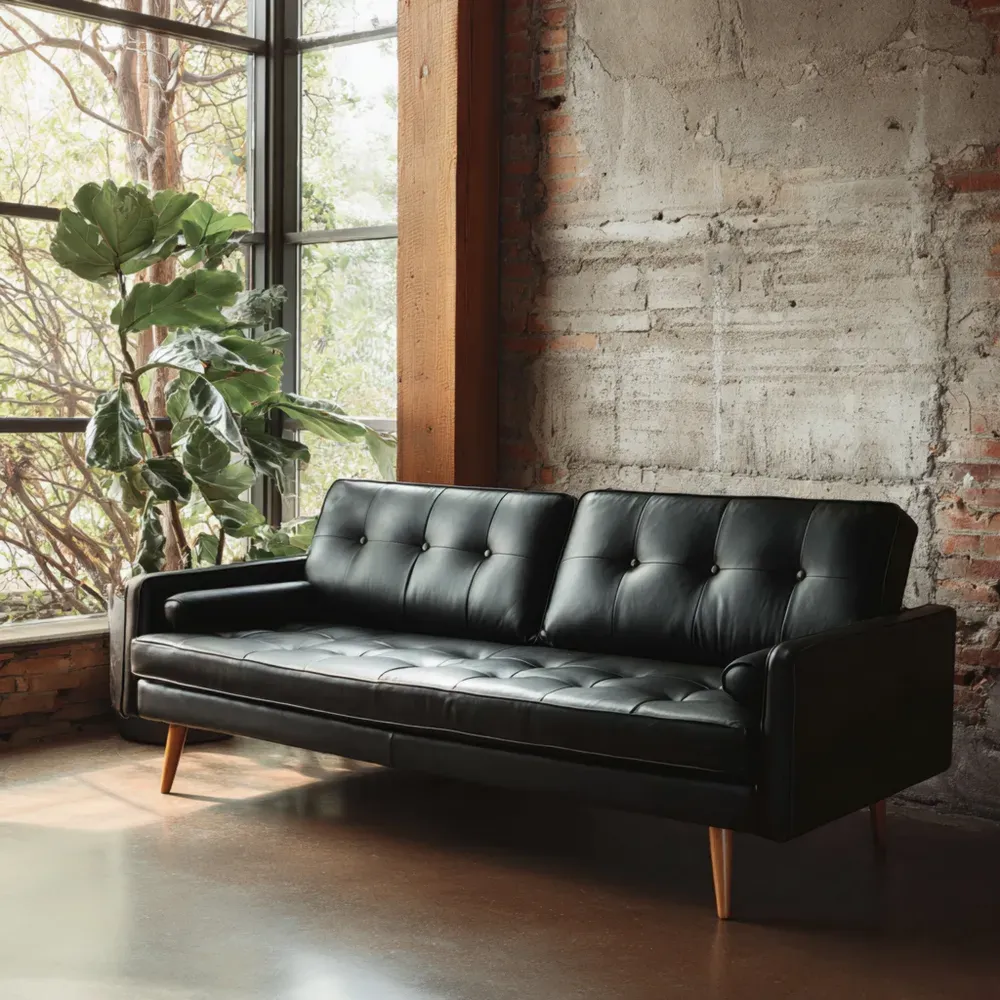 3人掛けソファ ミッドセンチュリーデザイン 180x80x75 cm – ブラック