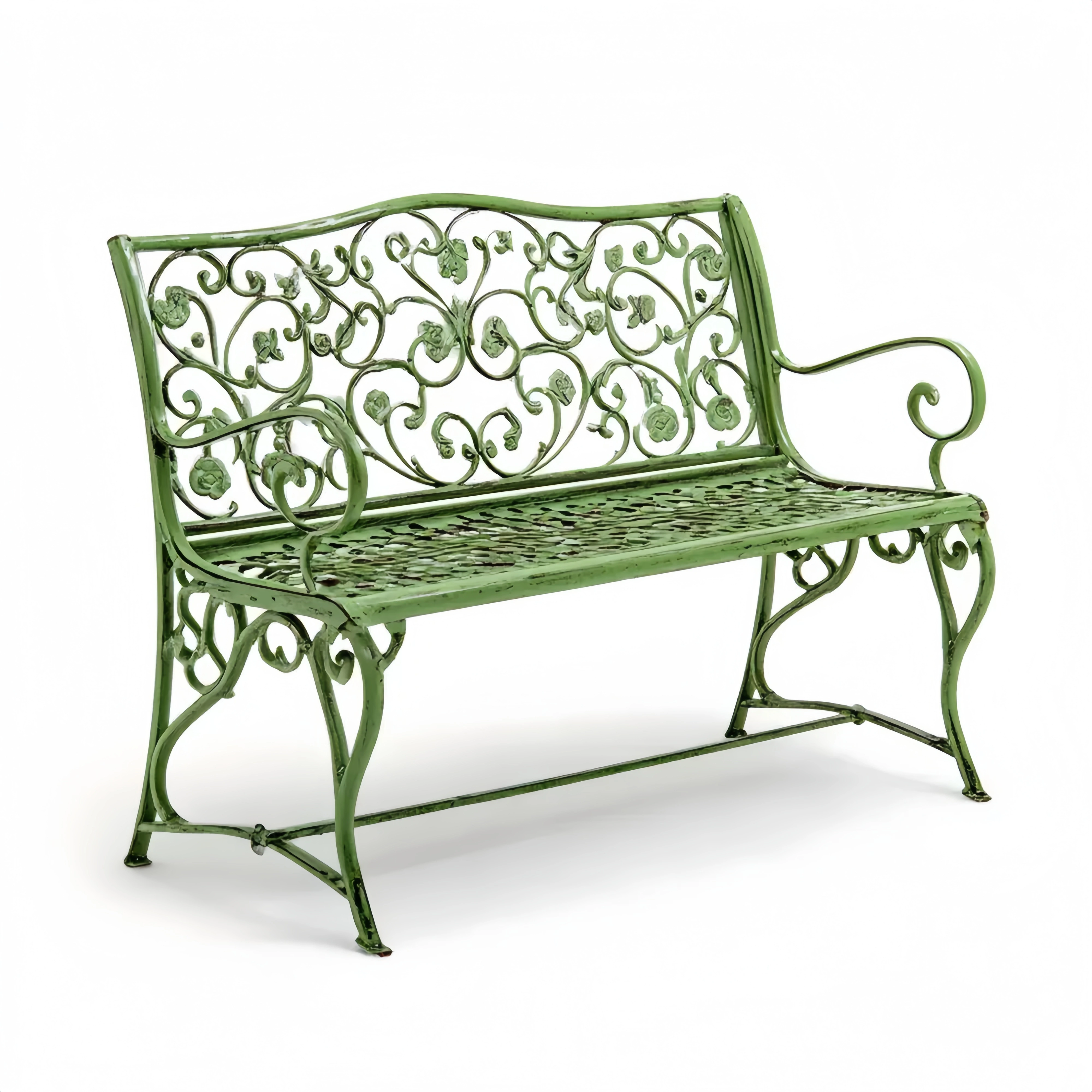 ガーデンベンチ 鋳鉄製 150x60x90 cm - グリーン - アンティーク風