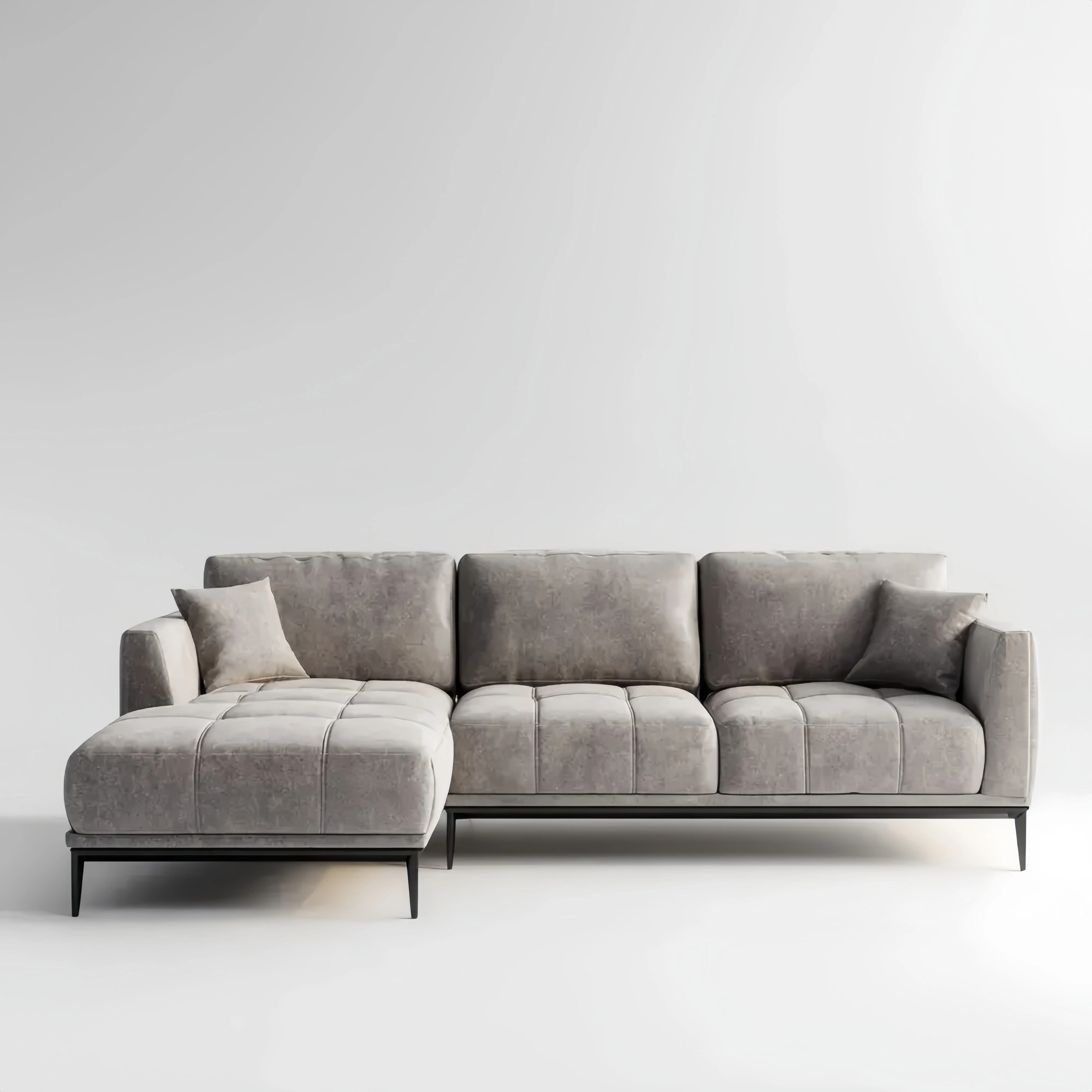 L字型ソファ ファブリック 220x85x75 cm – グレー – モダンデザイン