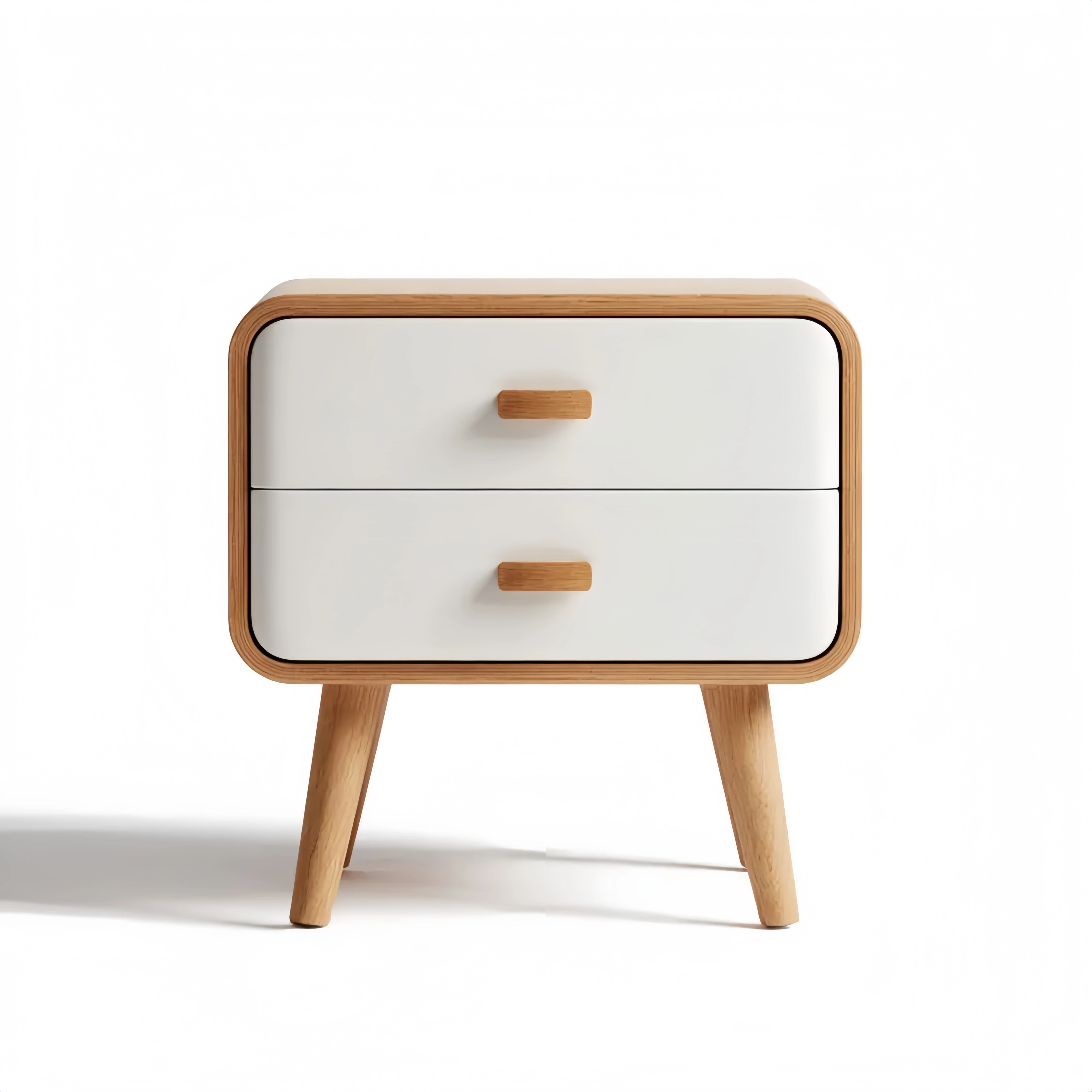 ナイトテーブル 木製 45x35x55 cm – ホワイト/ナチュラルウッド – 北欧デザイン