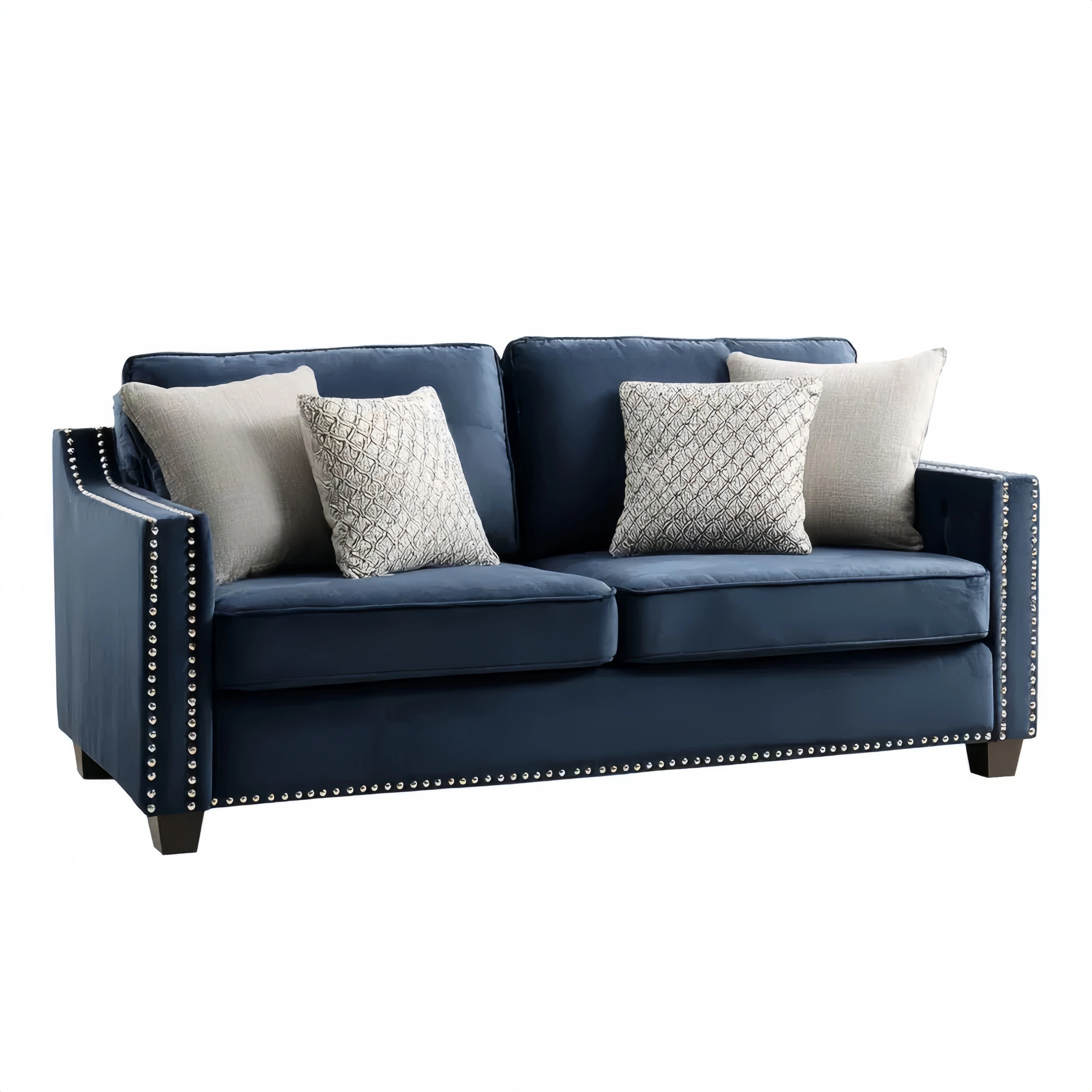 3人掛けソファ ベルベット 200x85x90 cm – ネイビー – モダンデザイン