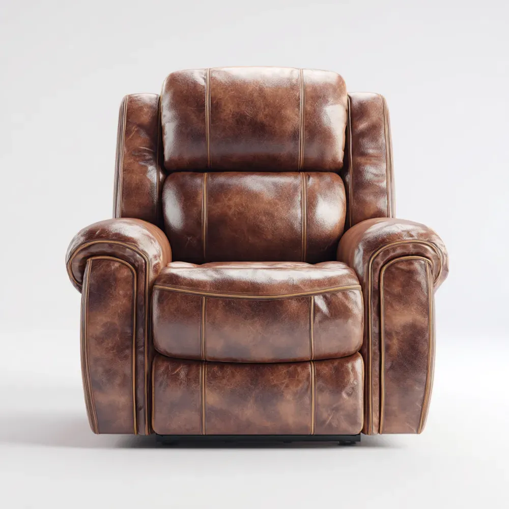 リクライニングチェア 革製 90x85x100 cm – ブラウン – クラシックデザイン