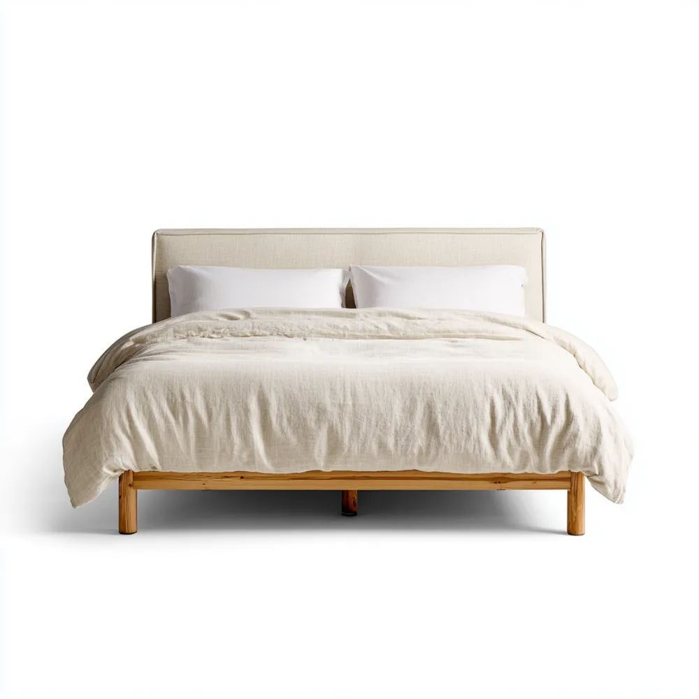ダブルベッド 木製フレーム 140x200x85 cm - ナチュラル