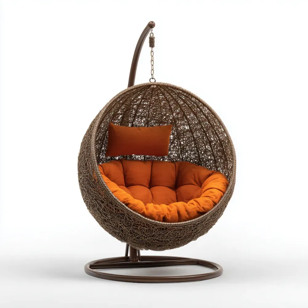 ハンギングチェア 直径105cm x 高さ195cm – オレンジクッション