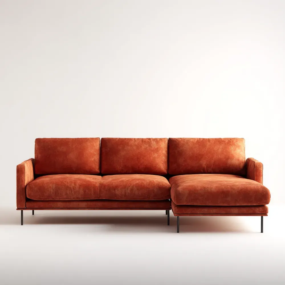 コーナーソファ ベルベット 230x150x85 cm – テラコッタ