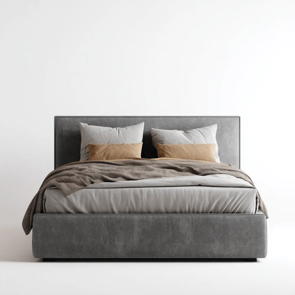 ダブルベッド ファブリック-グレー 200x150x30 cm-モダンデザイン