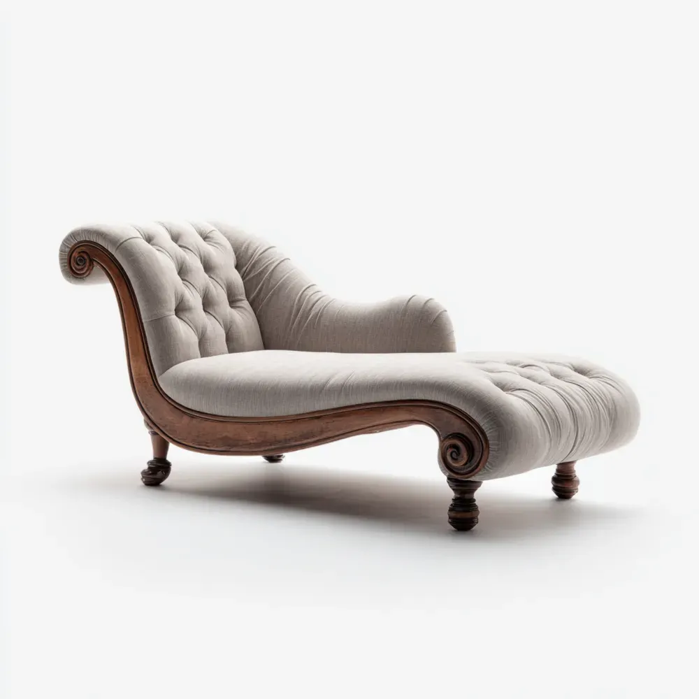 リクライニングチェア 布張り 180x60x80 cm – ベージュ – クラシックデザイン