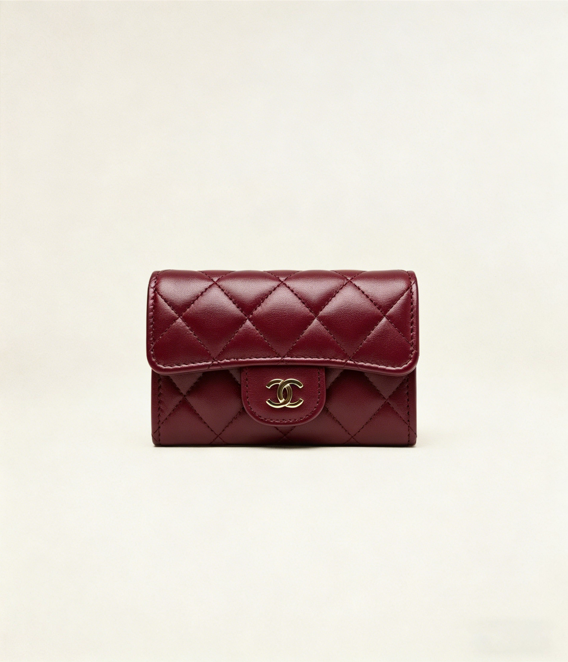 クラシック フラップ カード ケース / ワインレッド