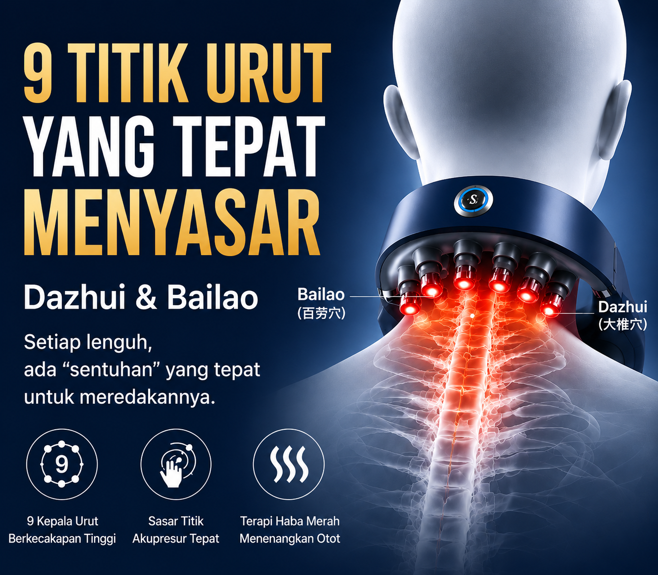 SKG G7 Pro-Fold Alat Urut Leher Pintar｜Urutan 9 Titik + Terapi Haba｜Reka Bentuk Lipat Tanpa Wayar