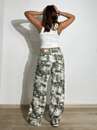 Graffiti Splash Wide Leg Denim Joggers