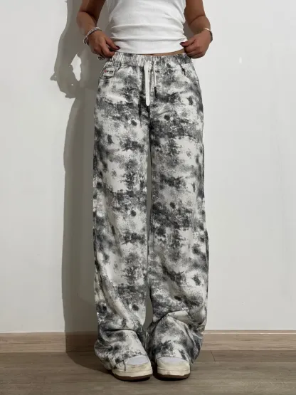 Graffiti Splash Wide Leg Denim Joggers