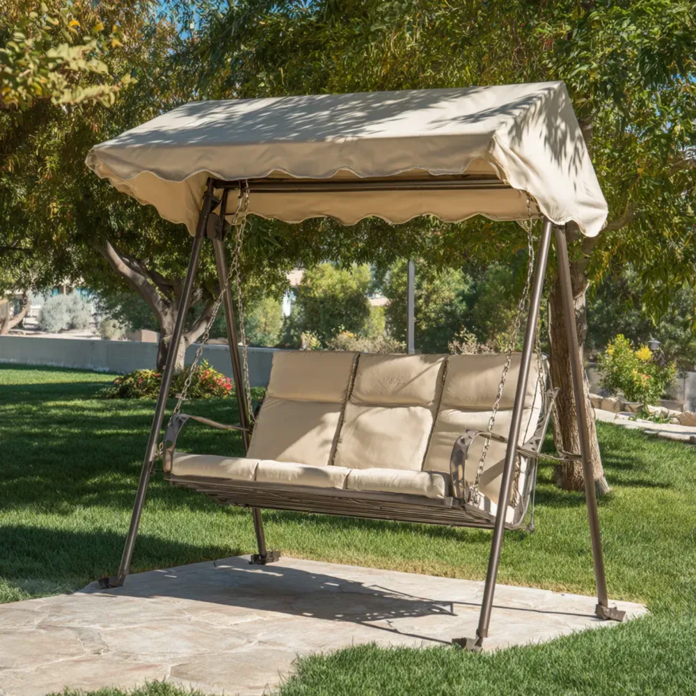 ガーデンスイングチェア メタルフレーム 200x120x170 cm – ベージュ