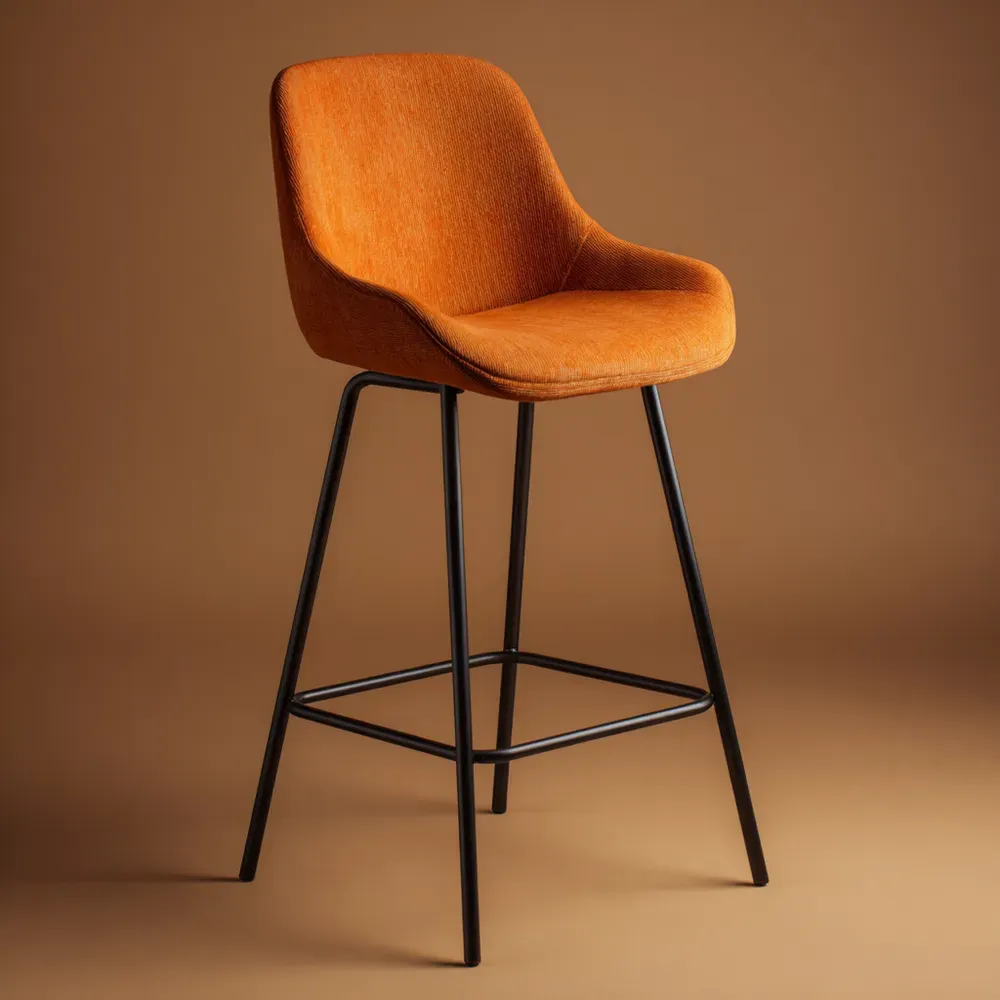 バー スツール 布製 椅子 102x52x48 cm – オレンジ – 現代デザイン