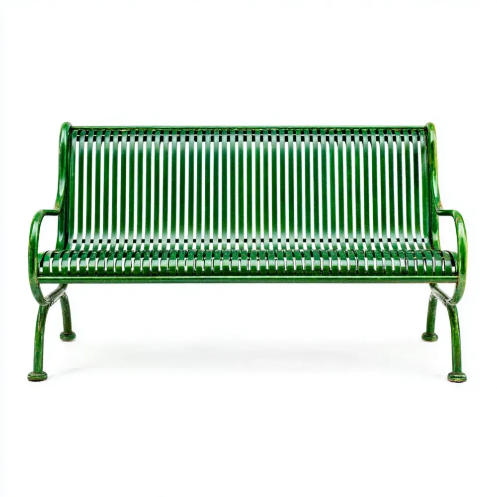 ガーデンベンチ スチール 120x60x75 cm – グリーン – 屋外用