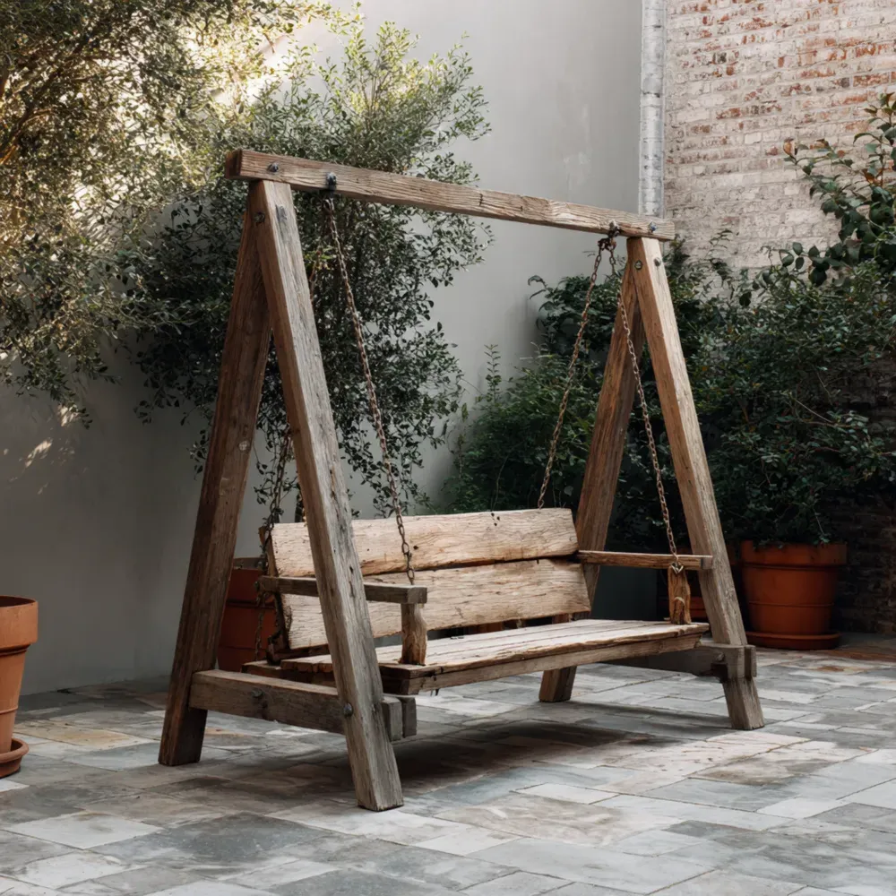 ガーデンスイングチェア 木製 120x60x160 cm – ナチュラル