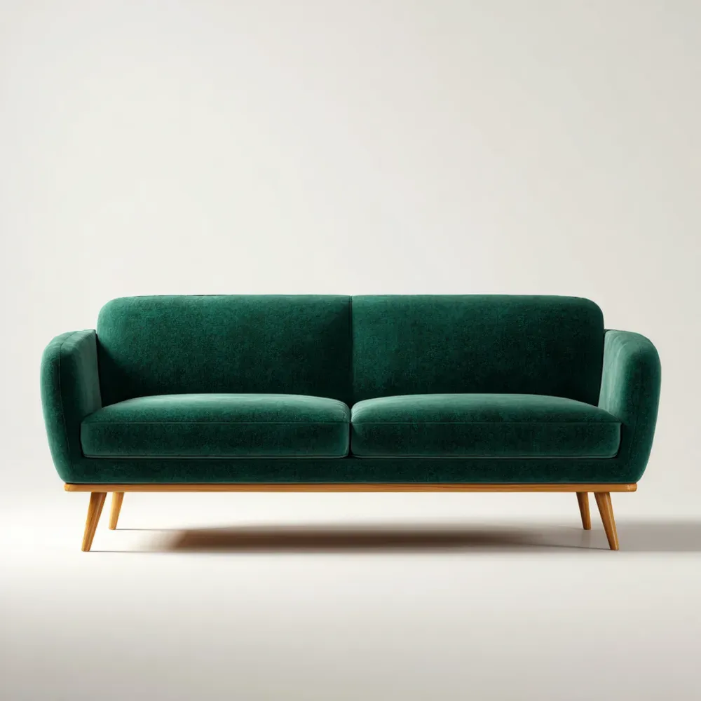 3人掛けソファ ベルベット200x85x75 cm – グリーン – ミッドセンチュリーデザイン